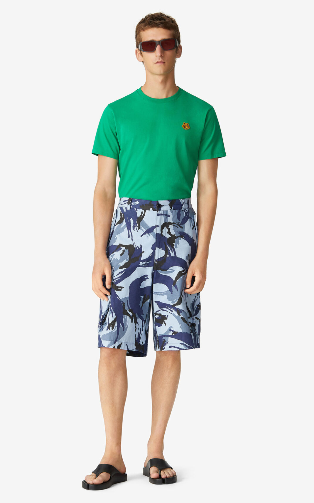 Shorts Kenzo Tropic Camo cargo Homme Bleu | QLDO-12549